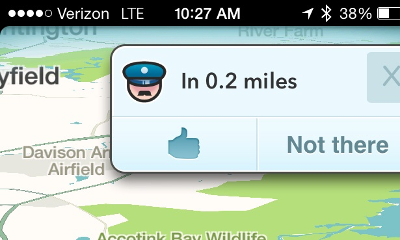 Police ahead! - Waze Mobile App Display